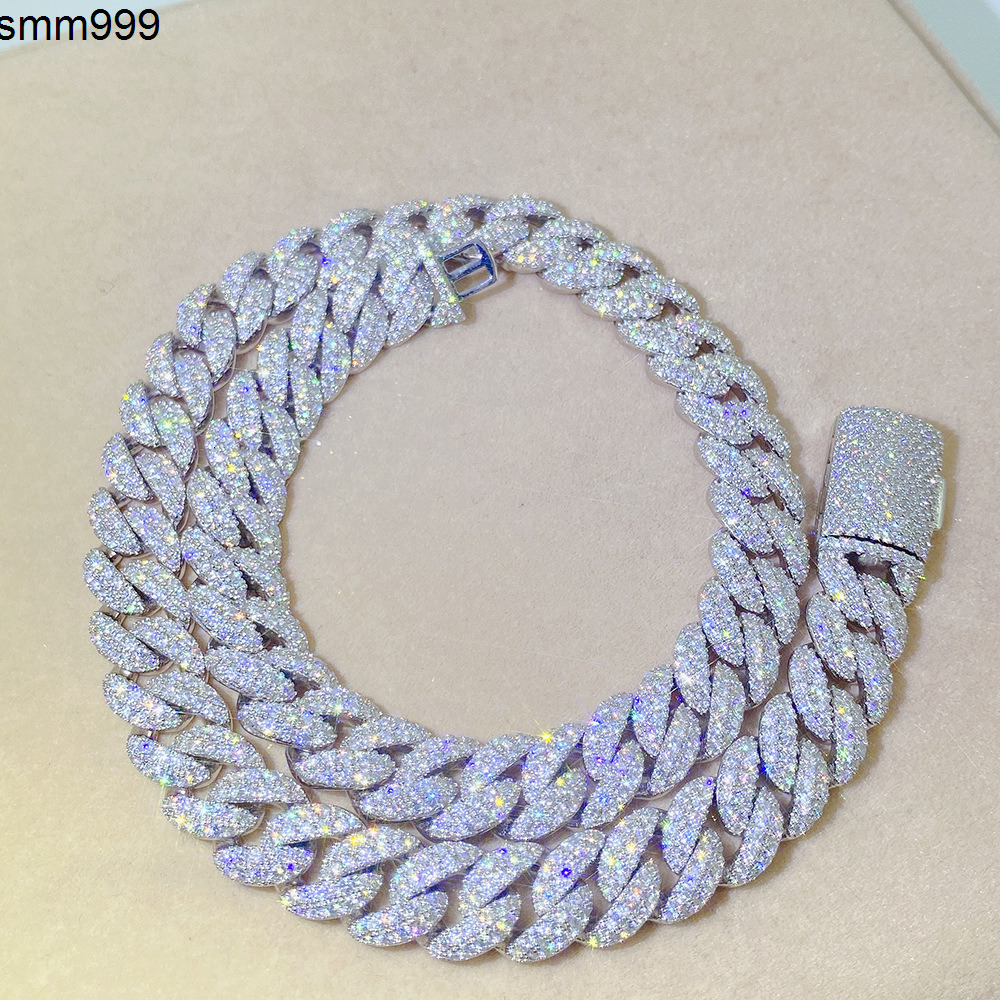 Fashion Unisex Cuban Bracelet Sterling Silver Ice Crystal Moissanite Bracelet