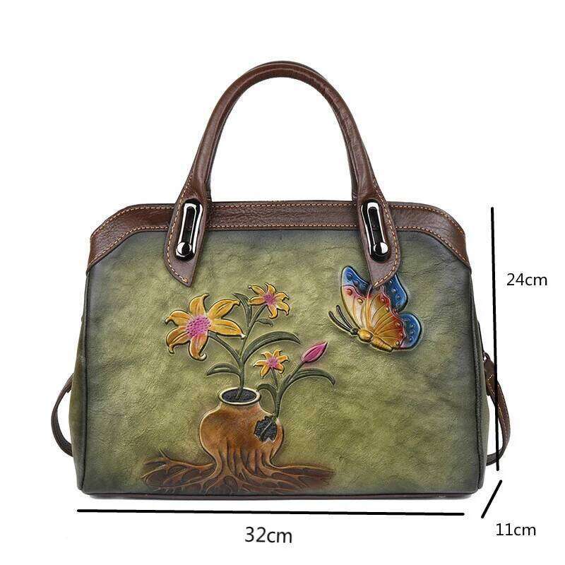 MOTAORA Vintage Women Shoulder Bags Genuine Leather Retro Ladies Handbags For Female Handmade Emed Women's Bag 2025 Trend