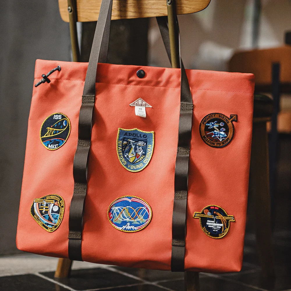 Maden Casual Space Exploration Embroidered Tote Bag Unisex Largecapacity Work for Commuting Spacious Laptop Shoulder Bags 250605