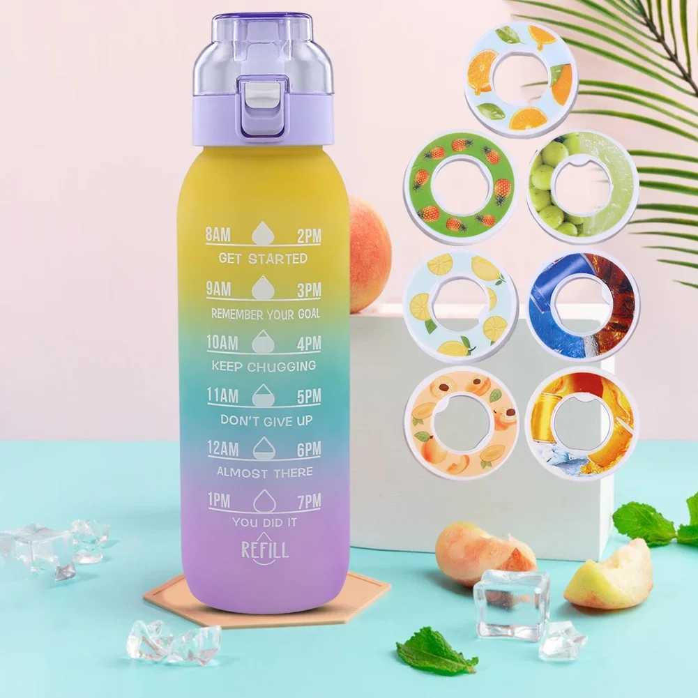 1000ML Air Flavored Water Bottle Sports Scented Water Bottle 0 Sugar Flavors Ring Water Cup With 7 Flavor Rods For Outdoor XJ250609