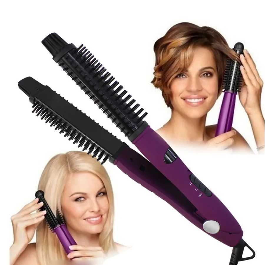 3 in 1 Hair Straightener and Curler Round Electric Hair Brush Professional Curling Iron W250610