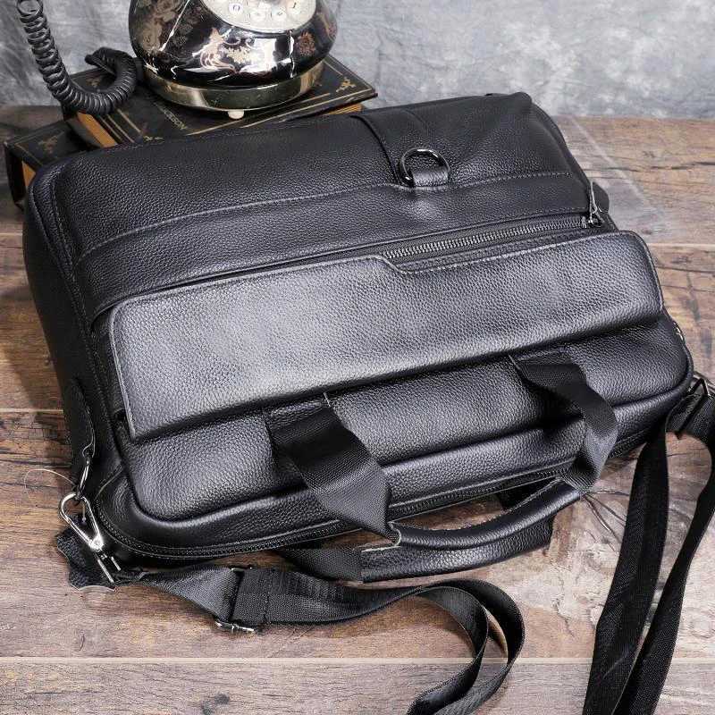 Large Mens Genuine Leather Handbag for Men Business Travel A4 Paper Messenger Bag 14 Inch Laptop Shoulder Bag Male Briefcase W250610