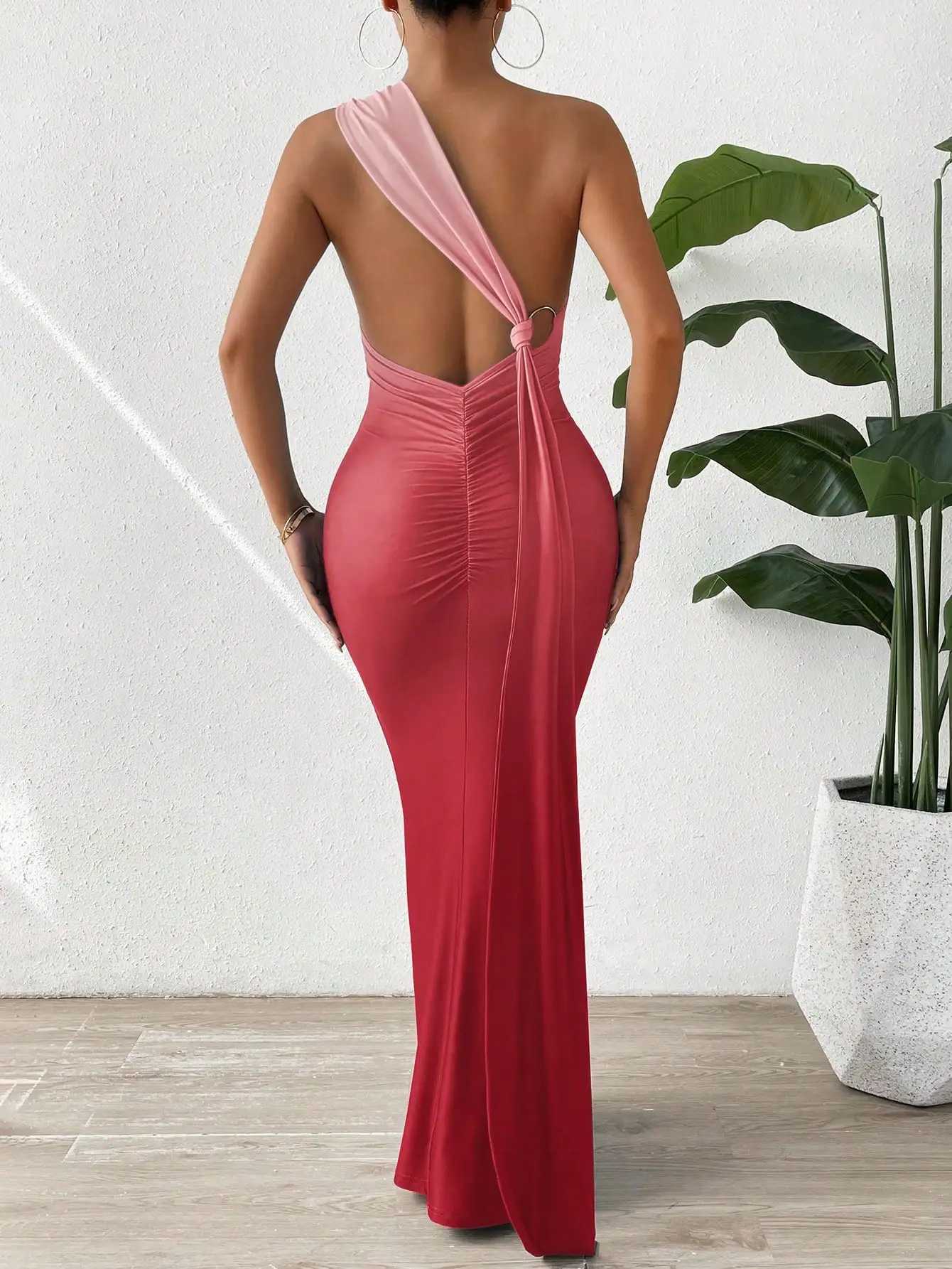 Elegant and fashionable off-shoulder hip irregular ruffles knitted spring and summer womens dressXJ250610