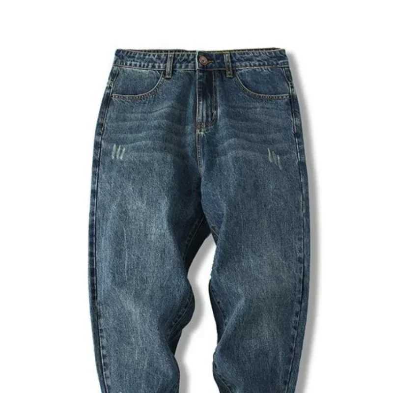Mens Cowboy Pants Straight Mens Jeans Cropped Trousers Korean Fashion Y2k Vintage Y 2k Loose Cotton 2024 Autumn Stylish Luxury M250610