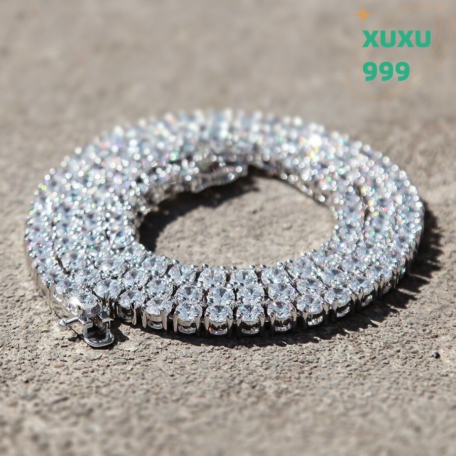 S925 Silver GRA Diamond Moissanite Tennis Chain Necklace 2MM to 6MM Sizes Available OACOCA