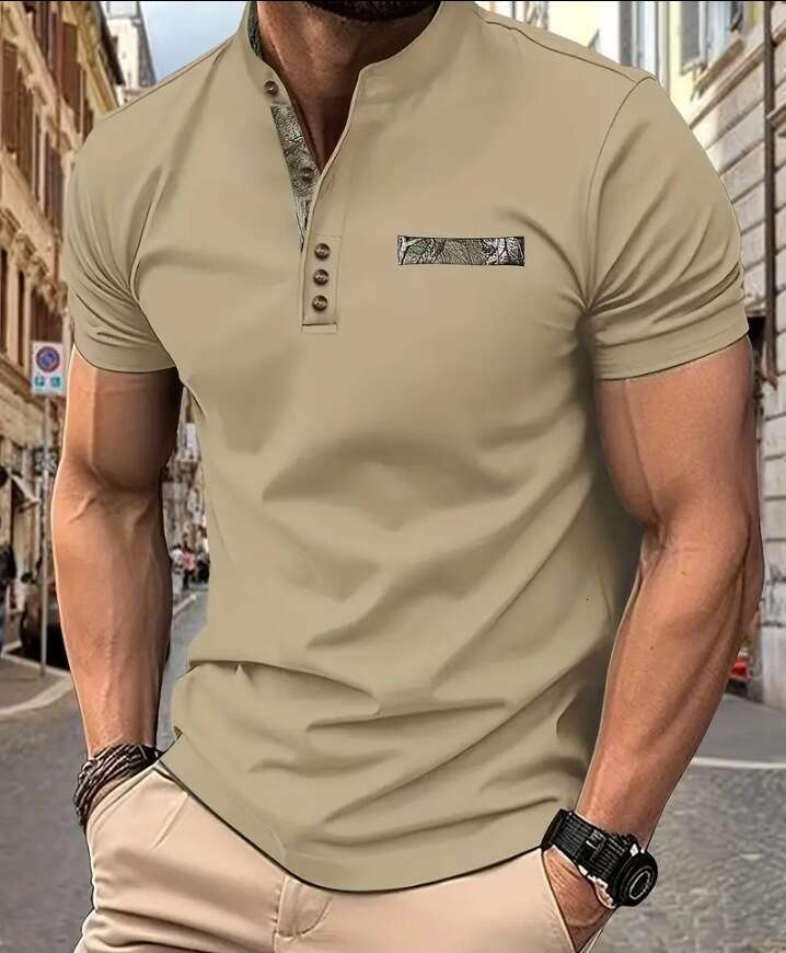 Clothing Summer New Men's Casual Stand Collar Short Sleeve Polo Shirt B5