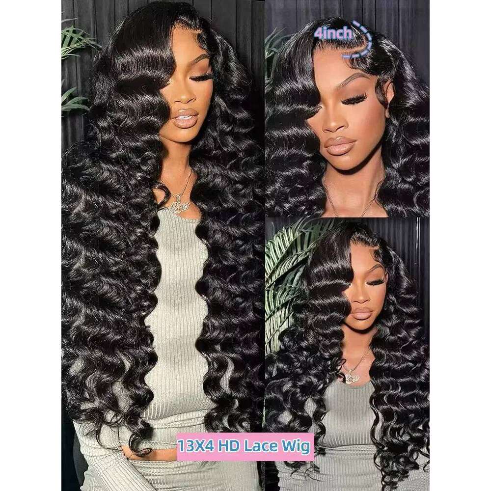 30 Inch Loose 13x6 HD Front Human Hair Brazilian 250% Water Deep Wave Wigs 13x4 Lace Frontal Wig For Women