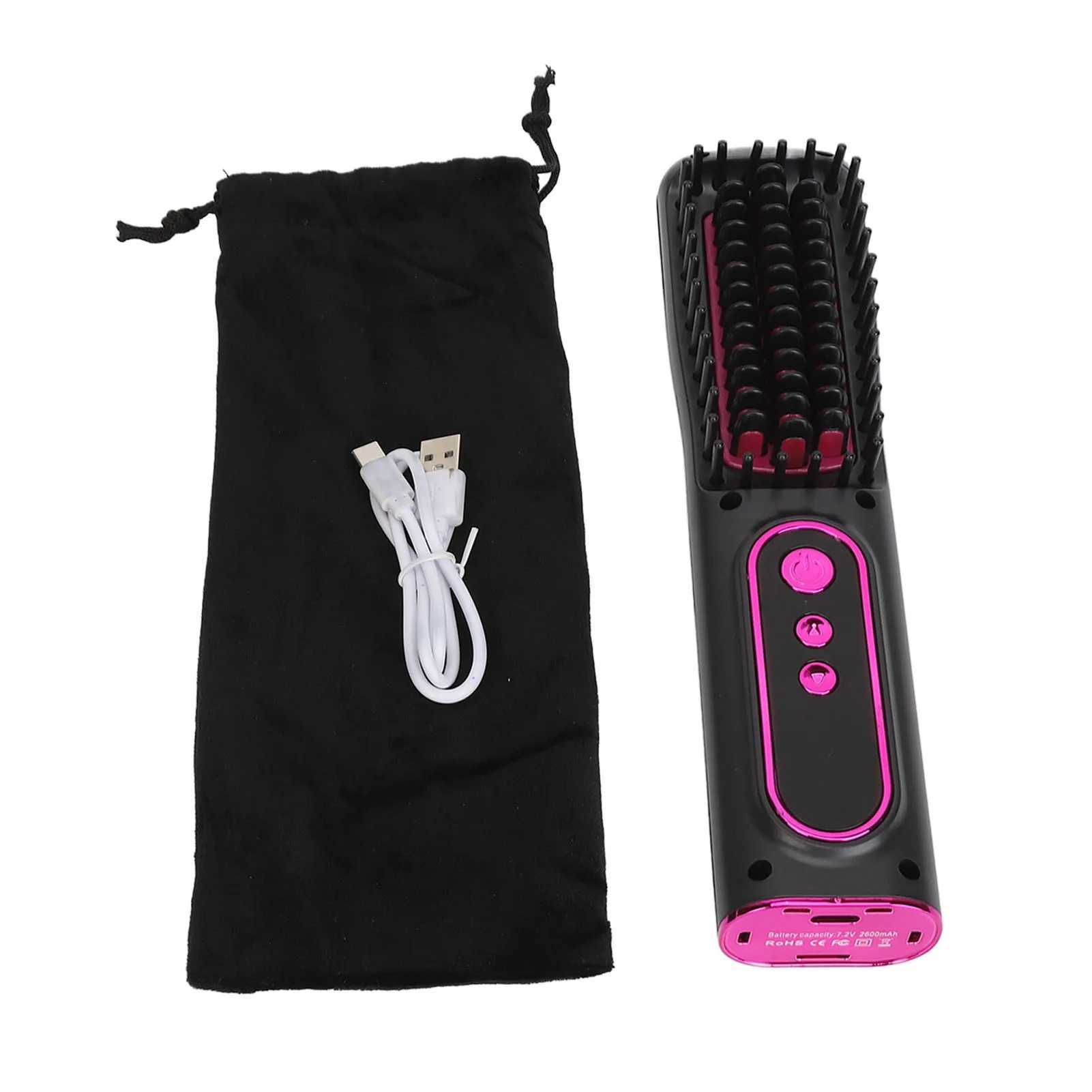 Hair Straightener Comb Frizz Control Professional USB Rechargeable Electric Hair Straightener Cordless Portable For Long Hair W250610