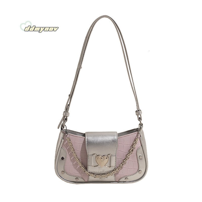French Style Niche Chain Underarm for Women 2025 New Stone Pattern Small Square Fashion Single Shoulder Crossbody Baguette Bag ddmynov