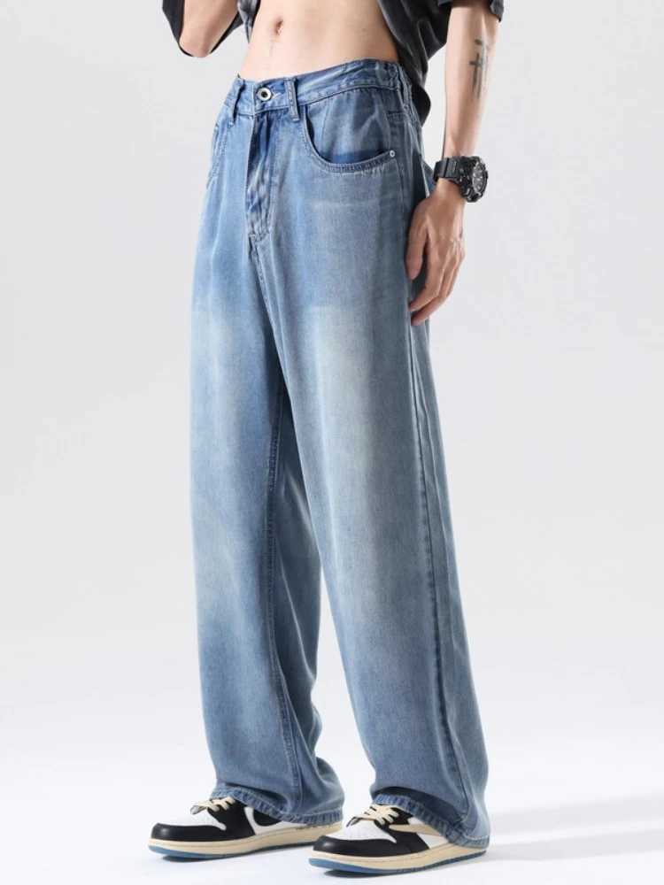 New Vintage Straight Jeans Men Summer Thin Fashion Casual Loose Korean Classic Solid Color Denim Trousers Male Streetwear M250610