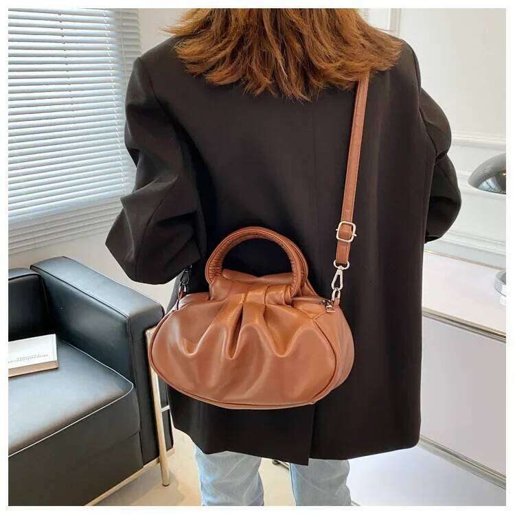 Women's Crossbody Retro Pleated Girls Vintage Cloud Handbag Shoulder Bags Mini Messenger Bag