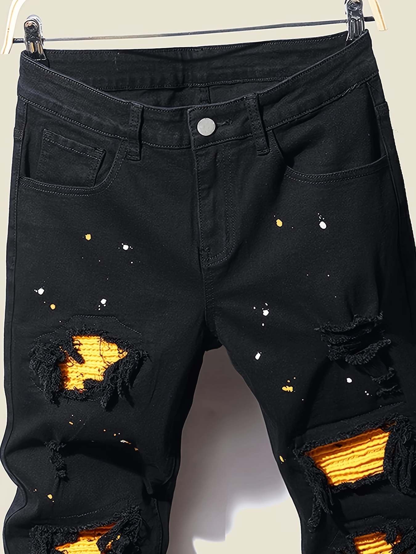 Mens jeans Designer jeans Trendy mens jeans Mens tapered jeans New Men's Paint Splatter Jeans