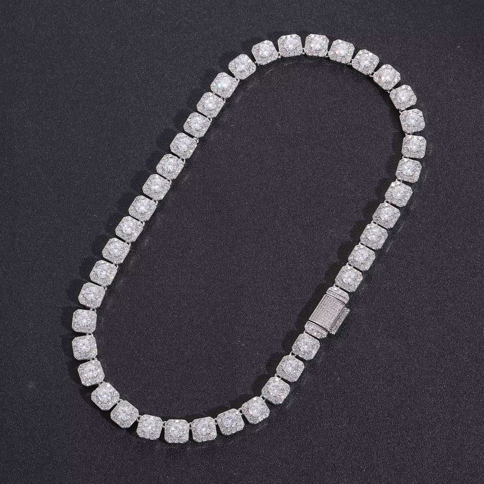 OACOCA Hip Hop Custom 925 Sterling Silver Moissanite Mens Diamond Iced Out Tennis Chain Necklace Fashion Jewelry