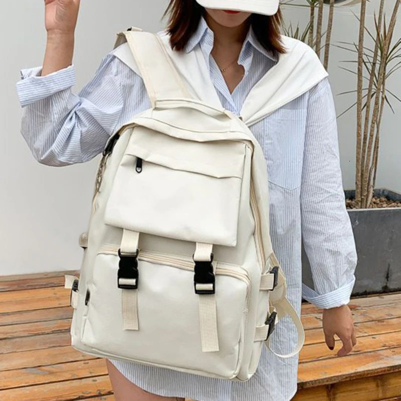 Simple Backpacks Large Capacity Travel Bag Solid Harajuku Student Schoolbag Backpack Women Man Bag Unisex High Street 250606