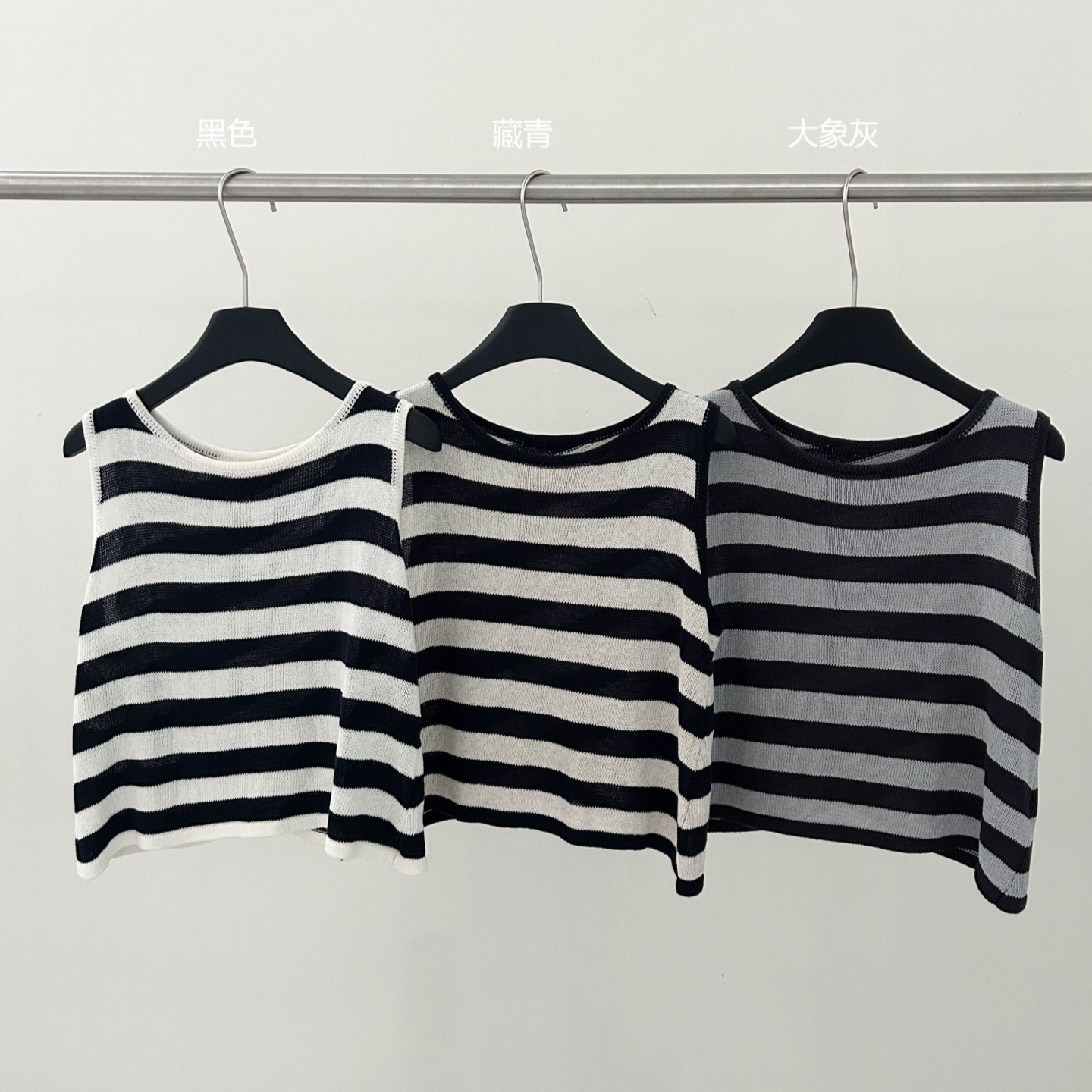GC135 Spring and summer new silk cotton lapel short-sleeved simple striped knitted sweater top