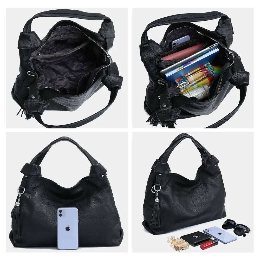 Zency 100% Genuine Leather Tote Bag For Women Casual Simple Female Handbag Vintage Large High Quality Shoulder Crossbody Bags