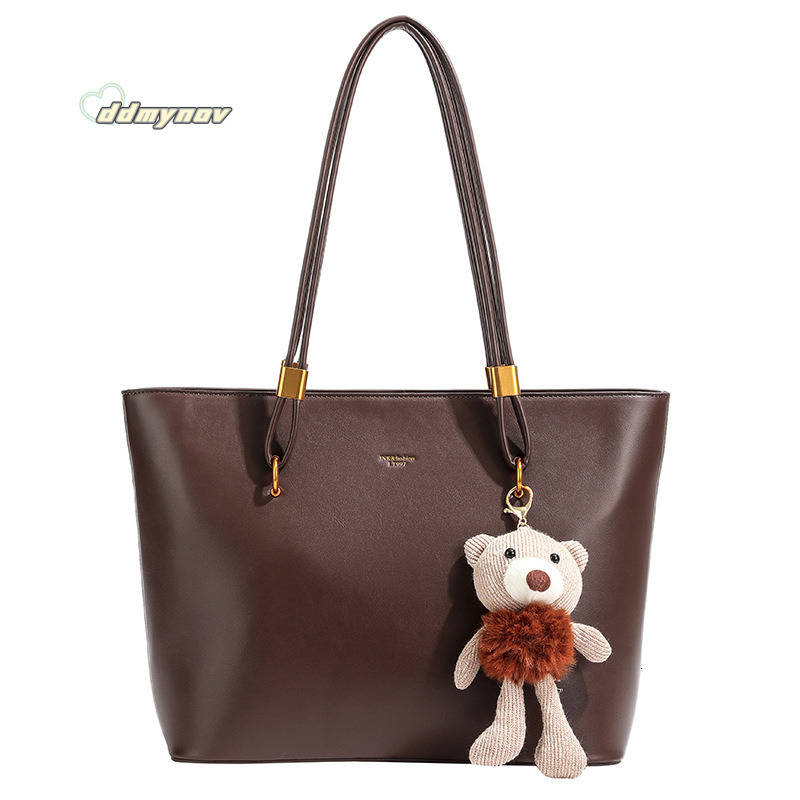 Large Capacity Simple Tote Women, Versatile Shoulder Bag for Commuting, PU Texture, Solid Color Casual Handbag ddmynov