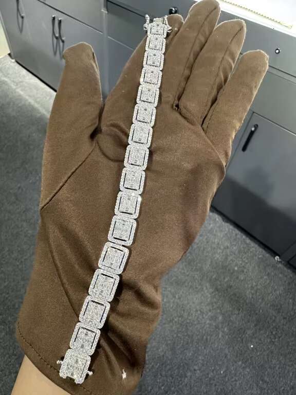 Luxury Customized 925VVS Moissanite Bracelet High Quality T Square Diamond Fashion Chain Link Bracelets