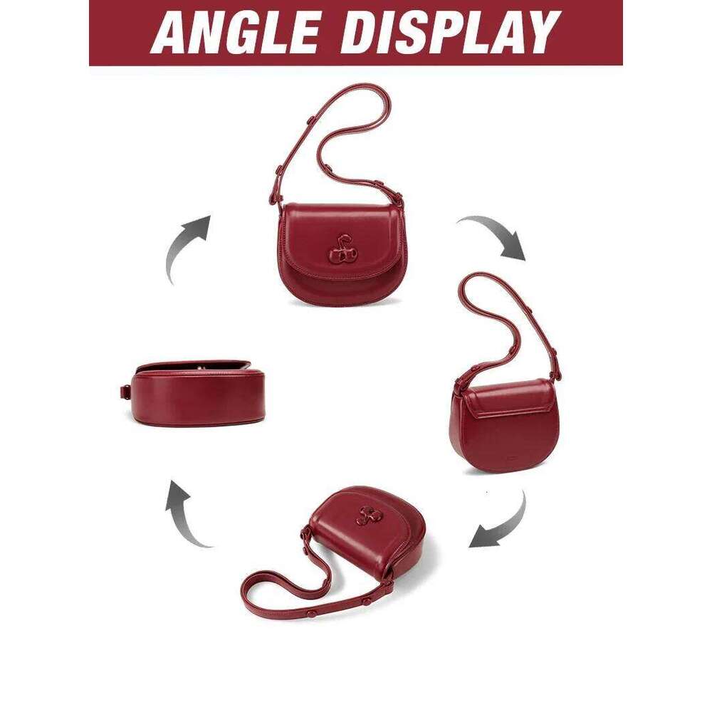TOUTOU Women Saddle Bags Makeup Cosmetics Adjustable Strap PU Cherry Female 2024 Fashion Crossbody Handbag Tote Bag