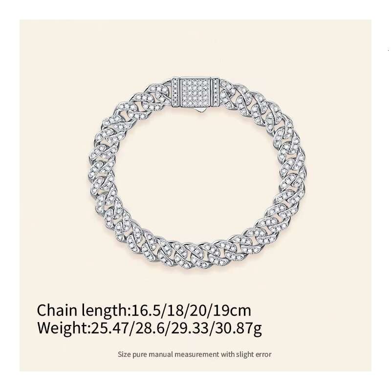 925 Sterling Silver VVS Moissanite Diamond Iced Cuban Bracelet Fast Delivery Fine Jewelry Moissanite Bracelets Bangles