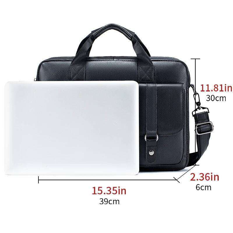 Men's Leather Briefcase, Vintage Cowhide Computer Double Front Large Bag Opening, Rear Lage Compartment Insert Bag,