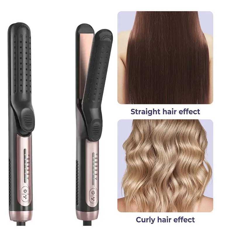 Dual-Use Ceramic Glazed Hair Straightener With Five Temperature Control Cold Air Splint Molding Softening Straight Curling Iron W250610