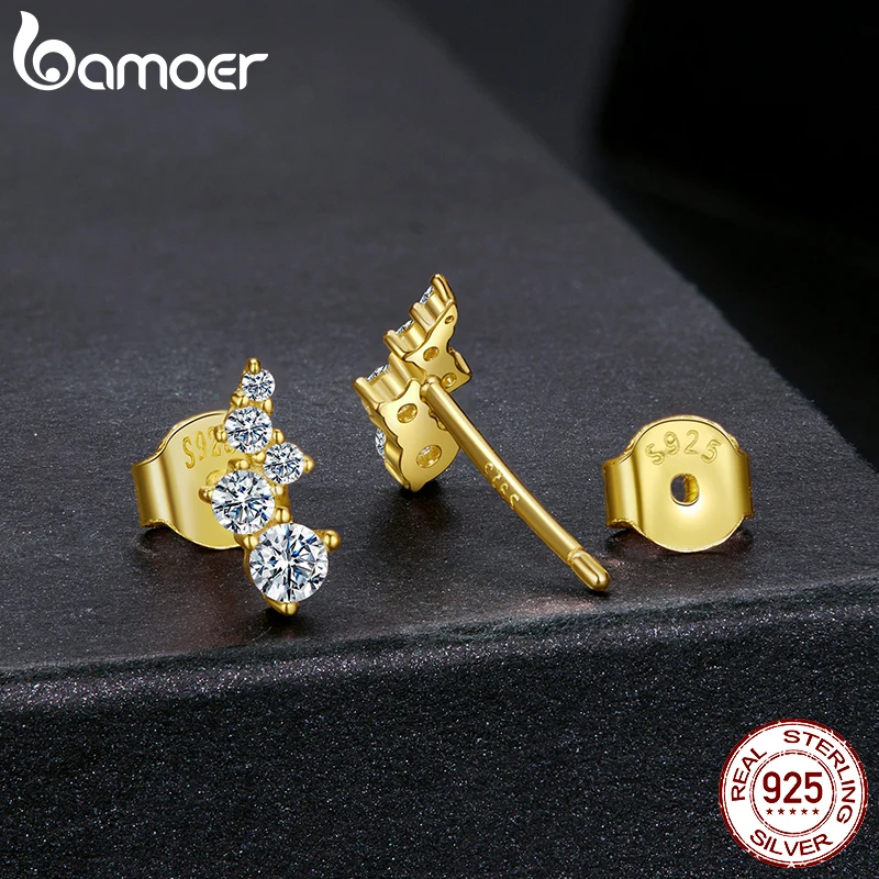 BAMOER 925 Sterling Silver Moissanite Crawler Stud Earrings Geometric Earrings for Women Constellation Jewelry Birthday Gift Women Man Romantic MSE080
