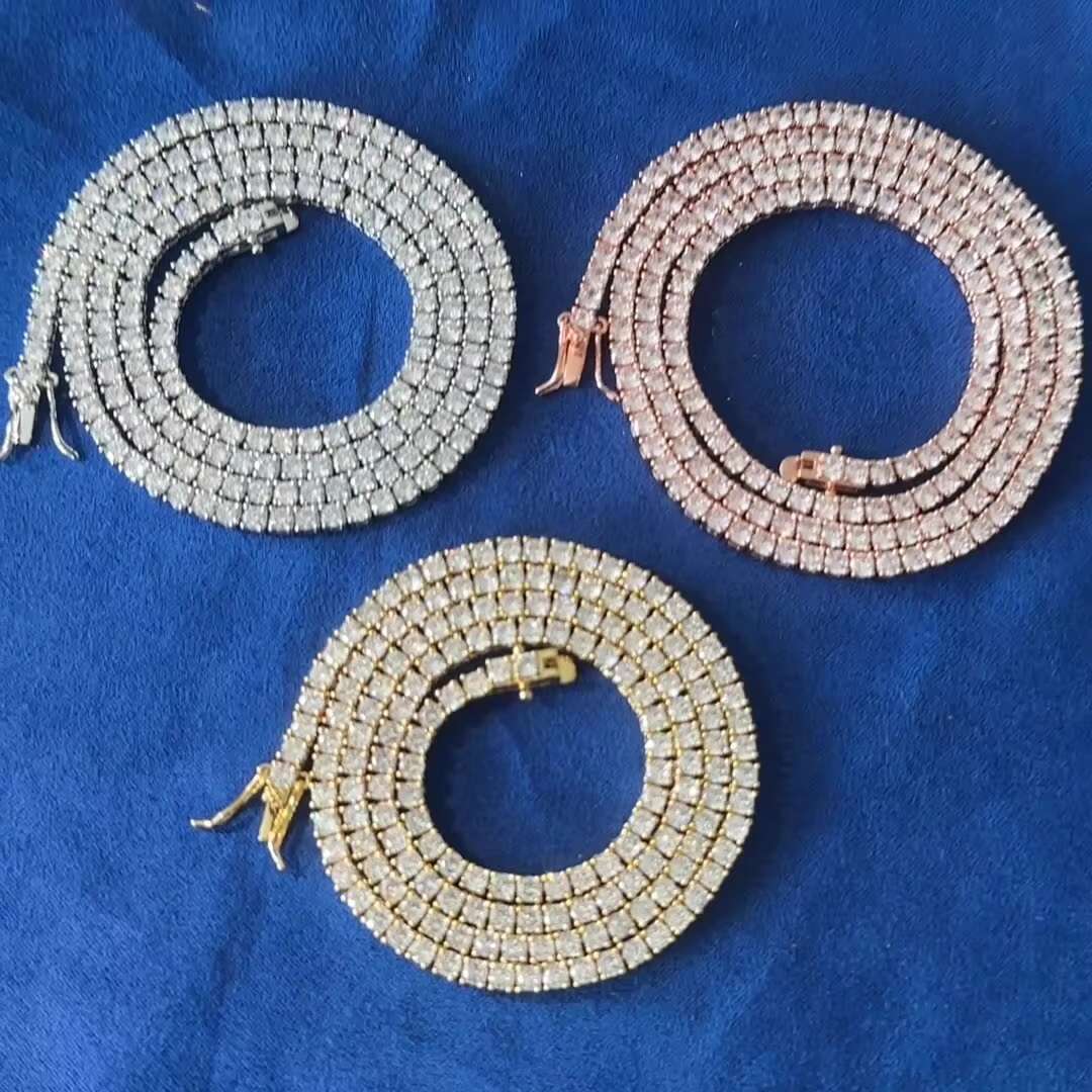 OACOCA S925 Silver Moissanite 3mm Tennis High Quality Chain Necklace and Bracelet