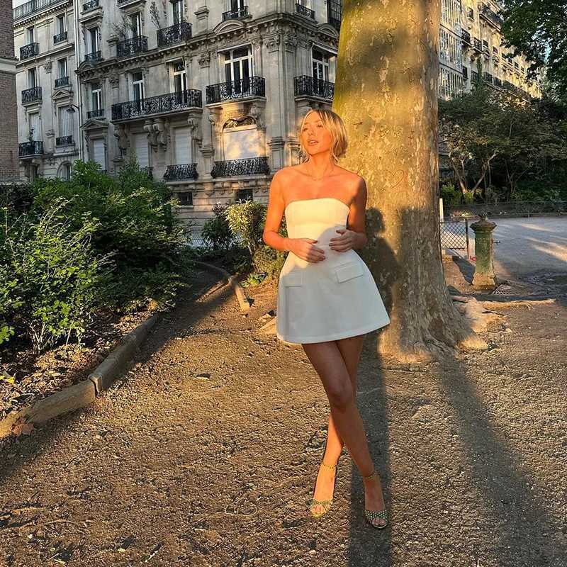 Strapless Sexy Black Mini Dress Women Summer New Sleeveless Fashion Casual A-LINE Dresses Streetwear Elegant Party Slim Dresses XJ250610