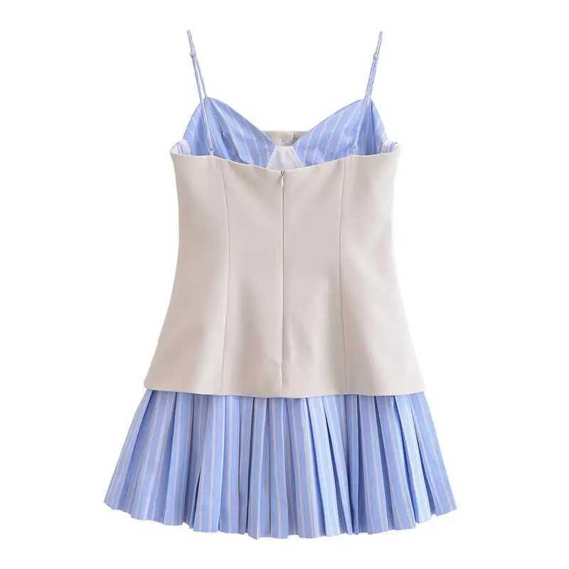 Dresses Womens Summer 2025 New Chic Patchwork Tube Top Slim Mini Elegant Holiday Womens Dress Street Fashion Youth DressXJ250610
