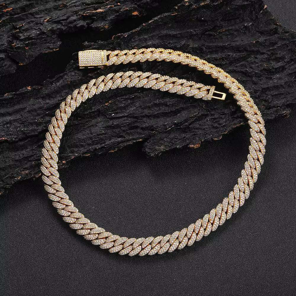 OACOCA Hip Hop Zircon Cuban Chain Ice Necklace Men Fashion Jewelry Long Necklace for Women 10mm Gold Plated Charm Necklaces