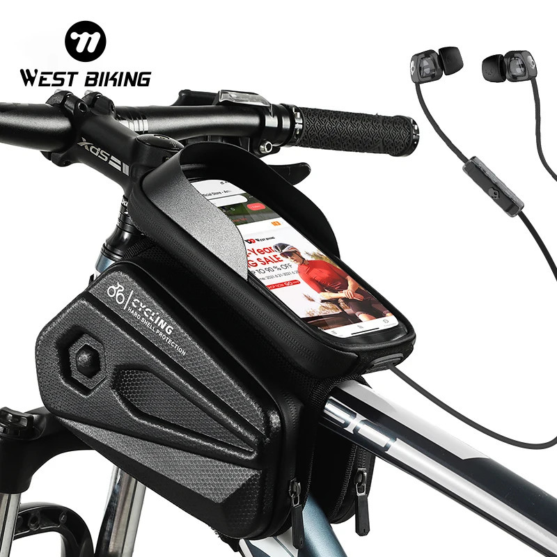 WEST BIKING Bicycle Bag Front Frame MTB Bike Bag Cycling Accessories High Quality Waterproof Touch Screen Top Tube Phone Bag 250610
