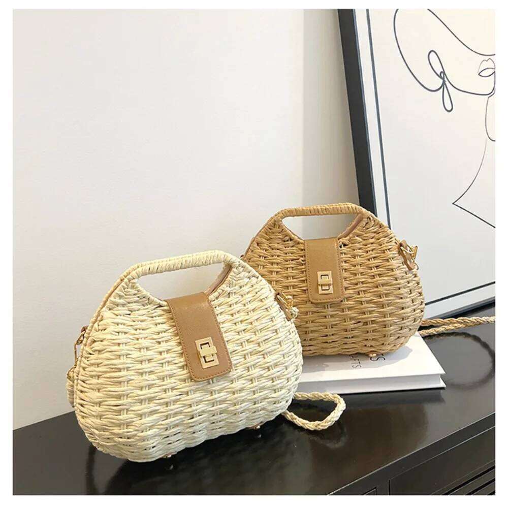 Women Elegant Fashion Woven Rattan Straw Rope Crossbody Sling Shoulder Beach Bag