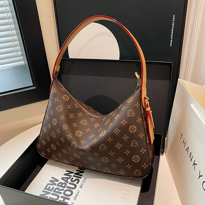 Designer bag free shipping 2025 new fashionable high-end texture printed tote bag, hand-held shoulder crossbody bag for women