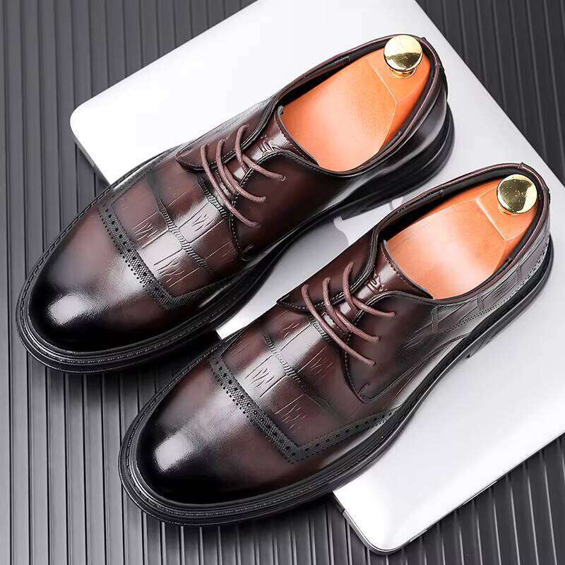 Hot selling New men casual leather with formal business men's lace up dress shoes