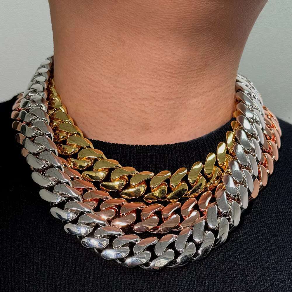 OACOCA 28MM Cuban Chain 925 Sterling Silver Plain Necklace Custom Moissanite Clasp Hiphop Cuban Link Chain