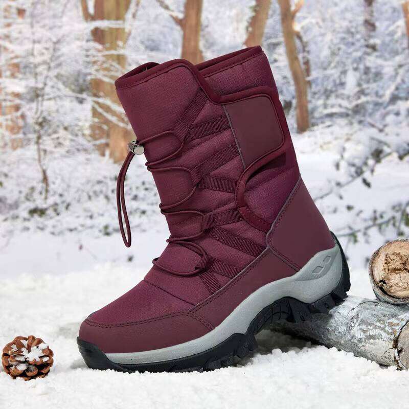 Hot Selling Winter Outdoor Warmth and Fur Boots Midi Cotton Fashion Women Snow Shoes