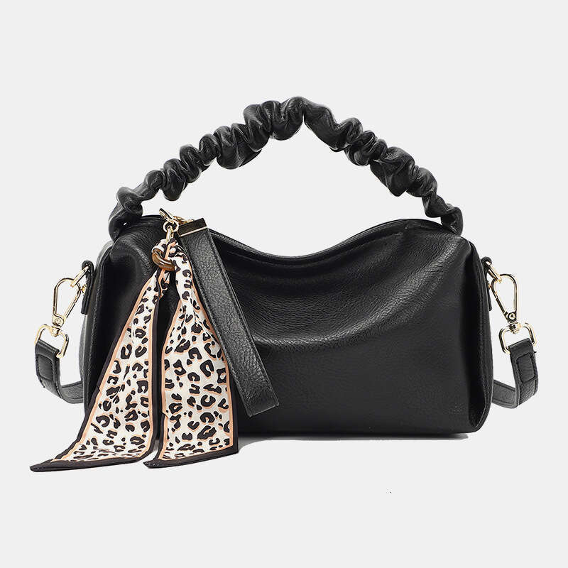 Women's Handbag Simple Fashion Leopard Print Pleated Shoulder Street Trend Daily Matching Crossbody Bag