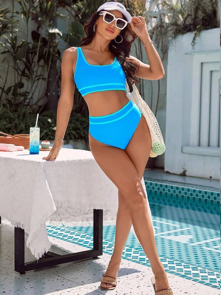 Sexy Sport Bikini Set Swimwear Women 2024 High Waist Two-Piece Swimsuit Woman Tankini Y2k Bath Suits Beach Wear Monokini
