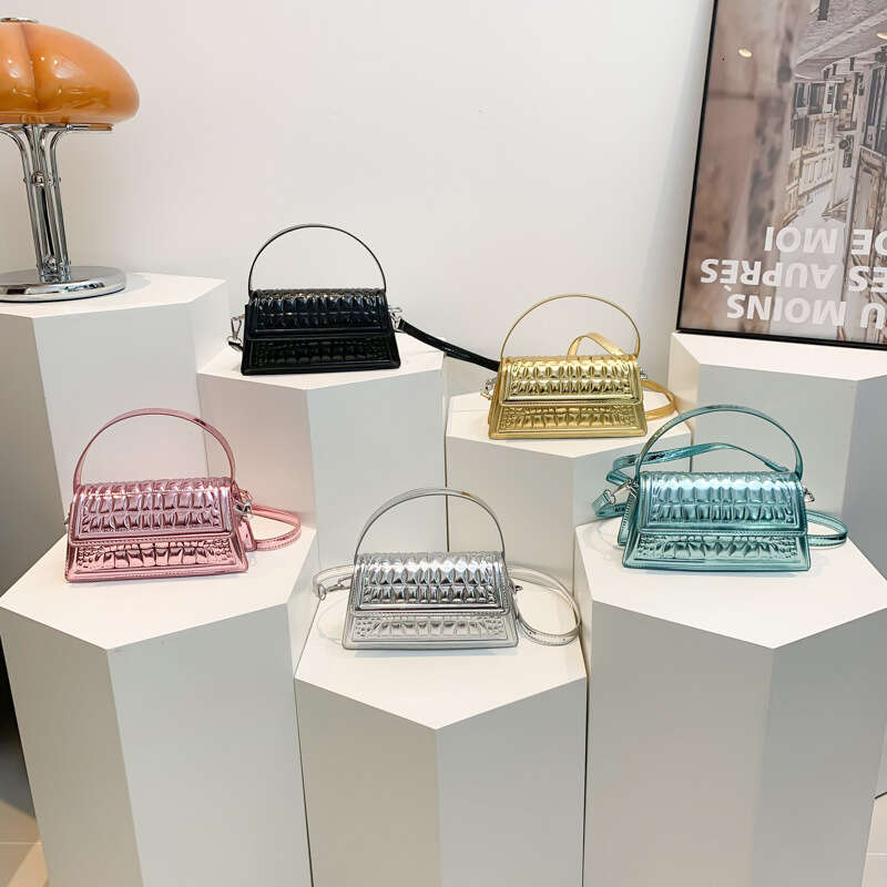 Stone Pattern Women's Crossbody Patent Leather Glossy 2024 New Fashionable Solid Color Small Square Bag for Women GUHUISHU