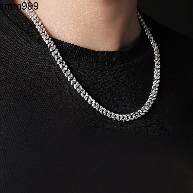 HipHop Jewelry Necklace Moissanite Cuban Link Bracelet 8mm 925 Sterling Silver Iced Out VVS Moissanite Cuban Link Chain Necklace