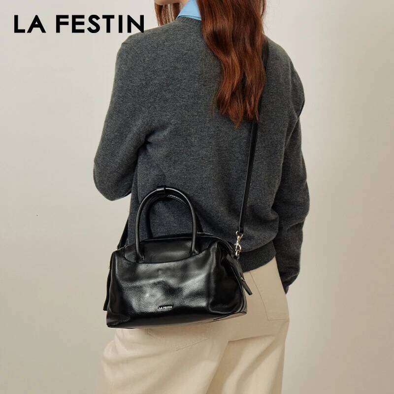 LA FESTIN Women New Boston Handbag Fashion Shoulder Crossbody Lady Leather Large Capacity Brand Bag