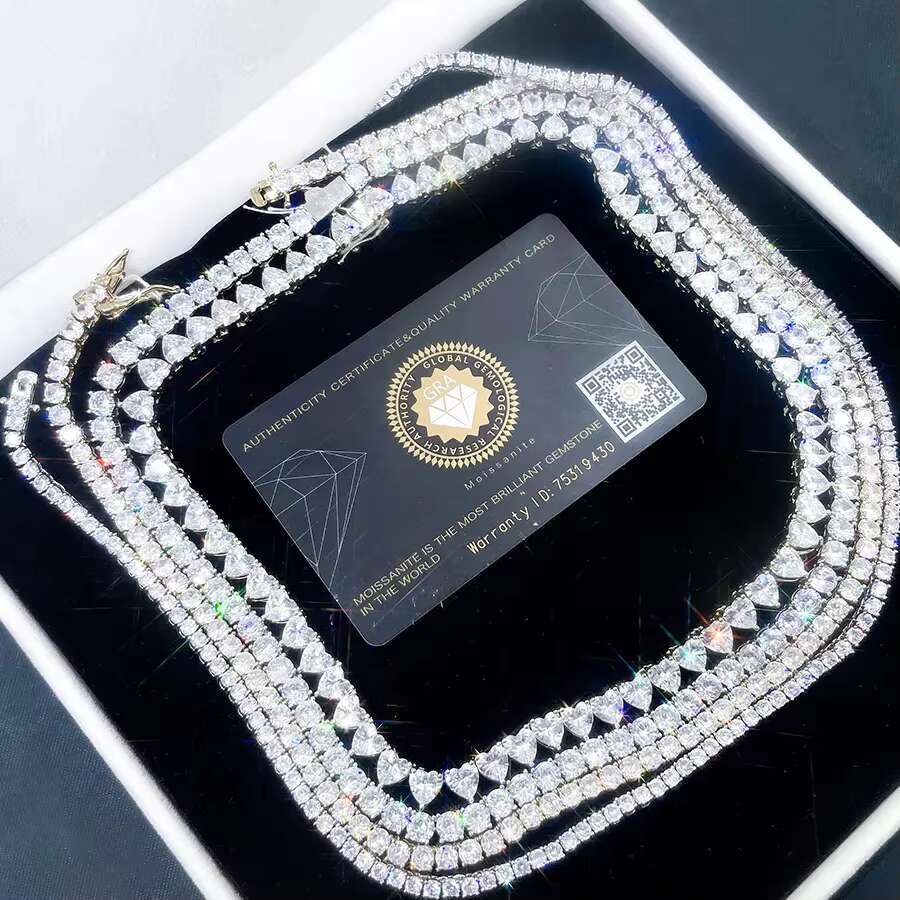 OACOCA Luxury VVS Moissanite Diamond 4mm Tennis Chain Bling 925 Sterling Silver Hip Hop Fine Jewelry Iced Out Necklace