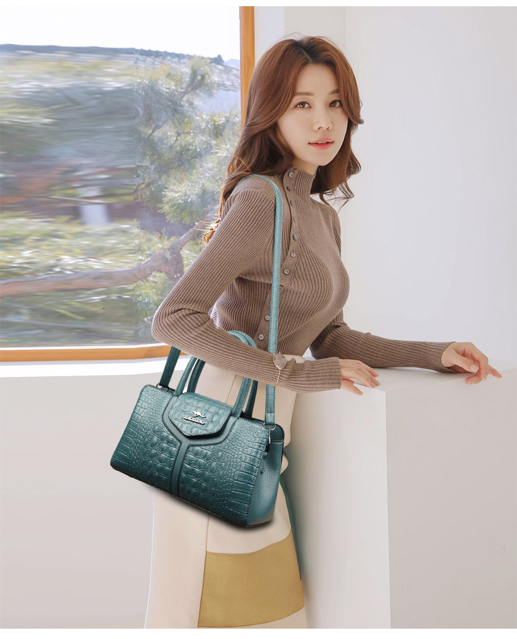 Free Shipping New Crocodile Pattern Bag Luxury Large Capacity Women's Bag Designer European And American Fashion Ladies Shoulder Bag Crossbody Ha