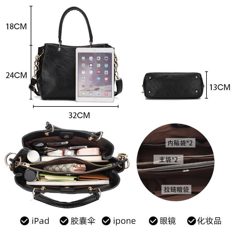 Korean Style Women's Large Capacity Handbag High-end Niche Light Luxury Shoulder Crossbody PU Bag