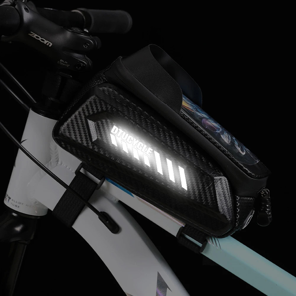 1.5L EVA Bicycle Top Tube Bag 7.4 TPU Touchscreen Bike Frame Front Tube Bag Waterproof Hard Casing Bike Bag Bike Accessories 250610