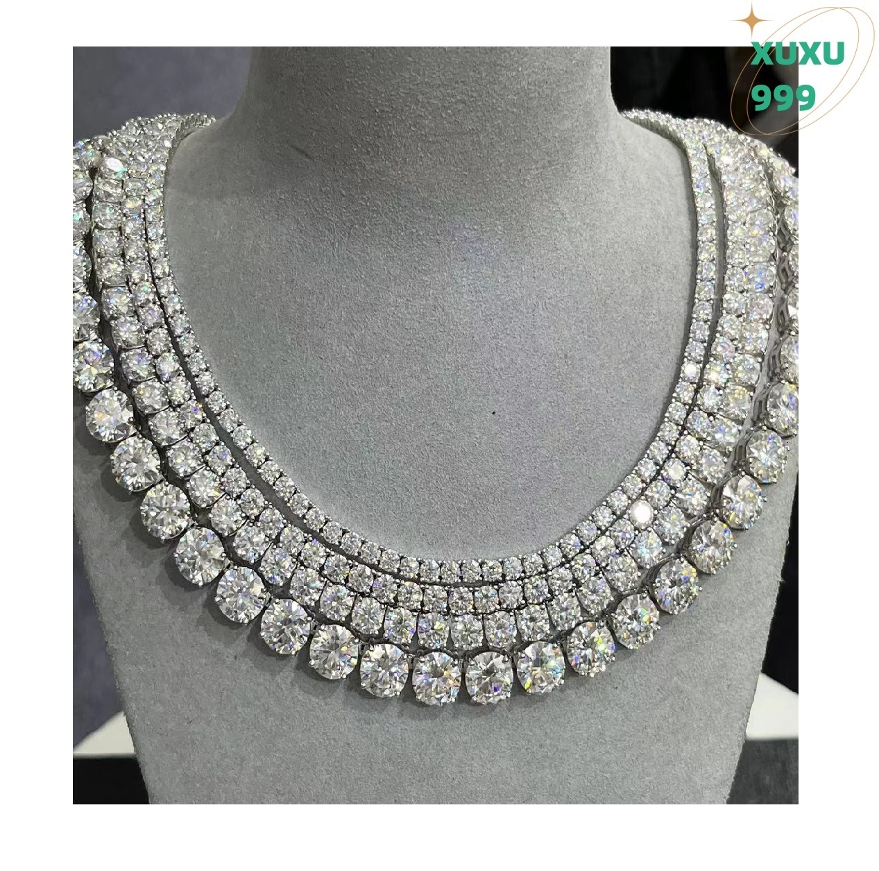OACOCA Pretty Hot Sale VVS Moissanite Diamond Tennis Chain Necklace 925 Silver Jewelry Color Tennis Chain HOT
