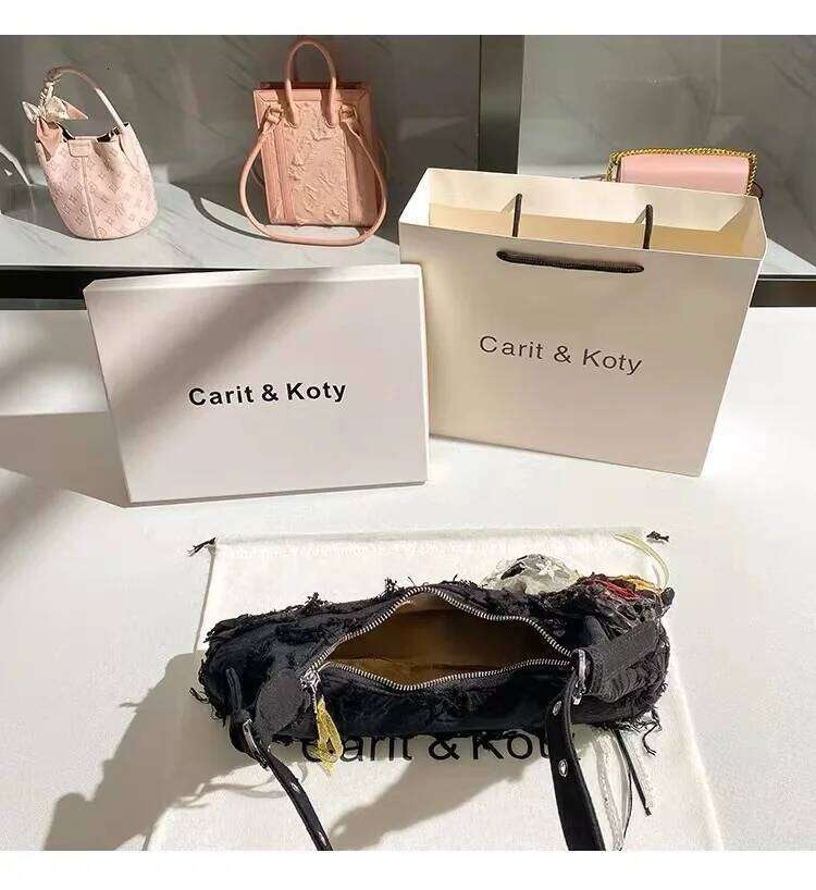 New Fashion Casual Denim Tassel Square Solid Floral Appliques Shoulder Women's Handbag Lady Purse Female Cool Bag