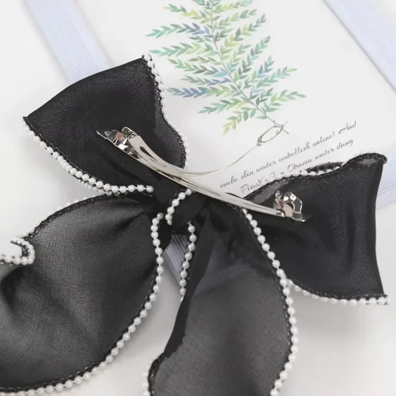 Bow Hair Clip Women Cute Bowknot Riband Hairpin Barrettes Girls Solid Color Ponytail Clip Hair Accessories Headwear Gift 250610