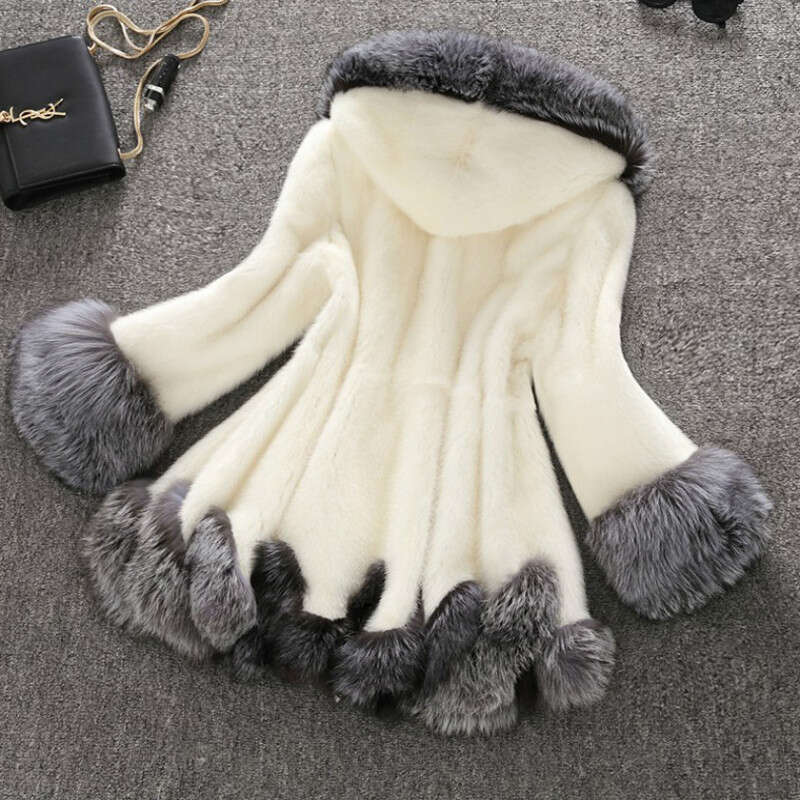 Faux Artificial Coat Women's Mink Fur Winter Hooded Jacket
